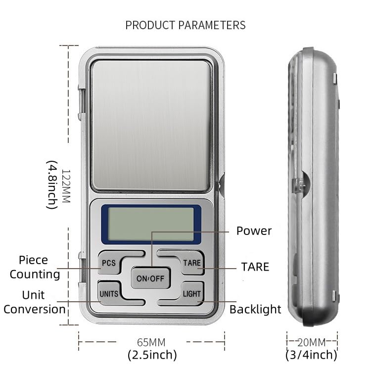 Miniatura 3 de Báscula digital de bolsillo, precisión de 17.64 oz x 0.00 oz, pantalla LCD con luz de fondo, báscula de joyería y alimentos con bandeja (batería no