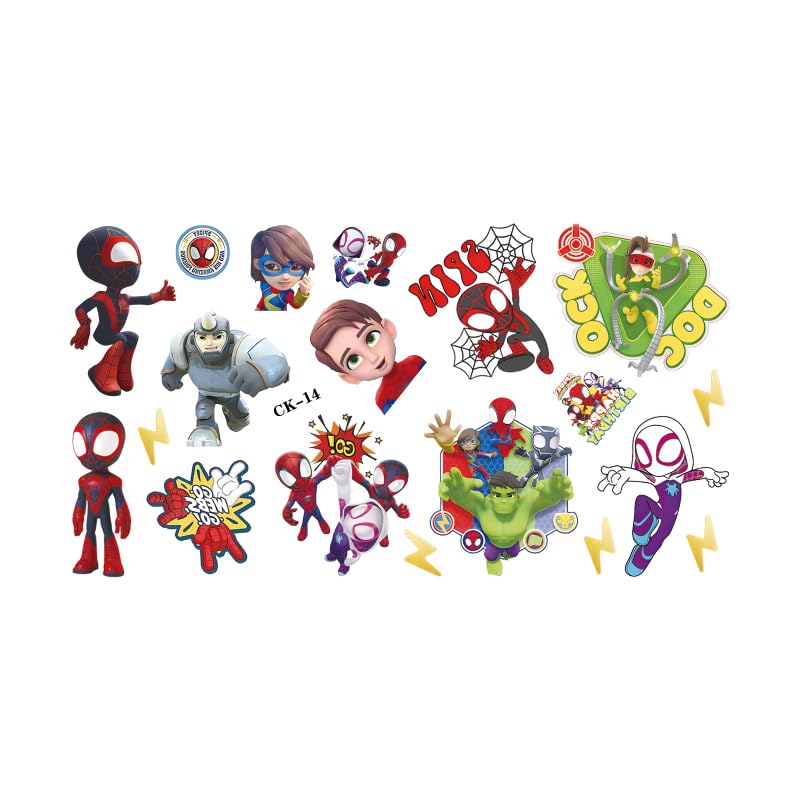 Amazing Friends - 100 tatuaggi temporanei per bambini, motivo: Spidey e i suoi super amici, 6 fogli