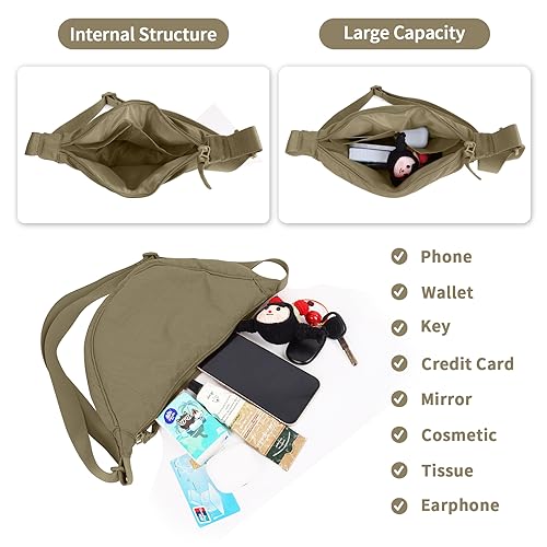 Image of Nylon Crescent Crossbody Bag for Women Purses Trendy Men,Small Travel Sling Bag Hobo