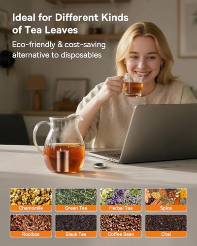 House Again Tea Infusers, Extra Fine Mesh Tea Strainers for Loose Tea, Updated Slim Threaded Lid & 304 Stainless Steel, Filter Bags Diffusers, Loose Leaf Tea Steeper for Brew Tea Spices & Seasonings - Image 5