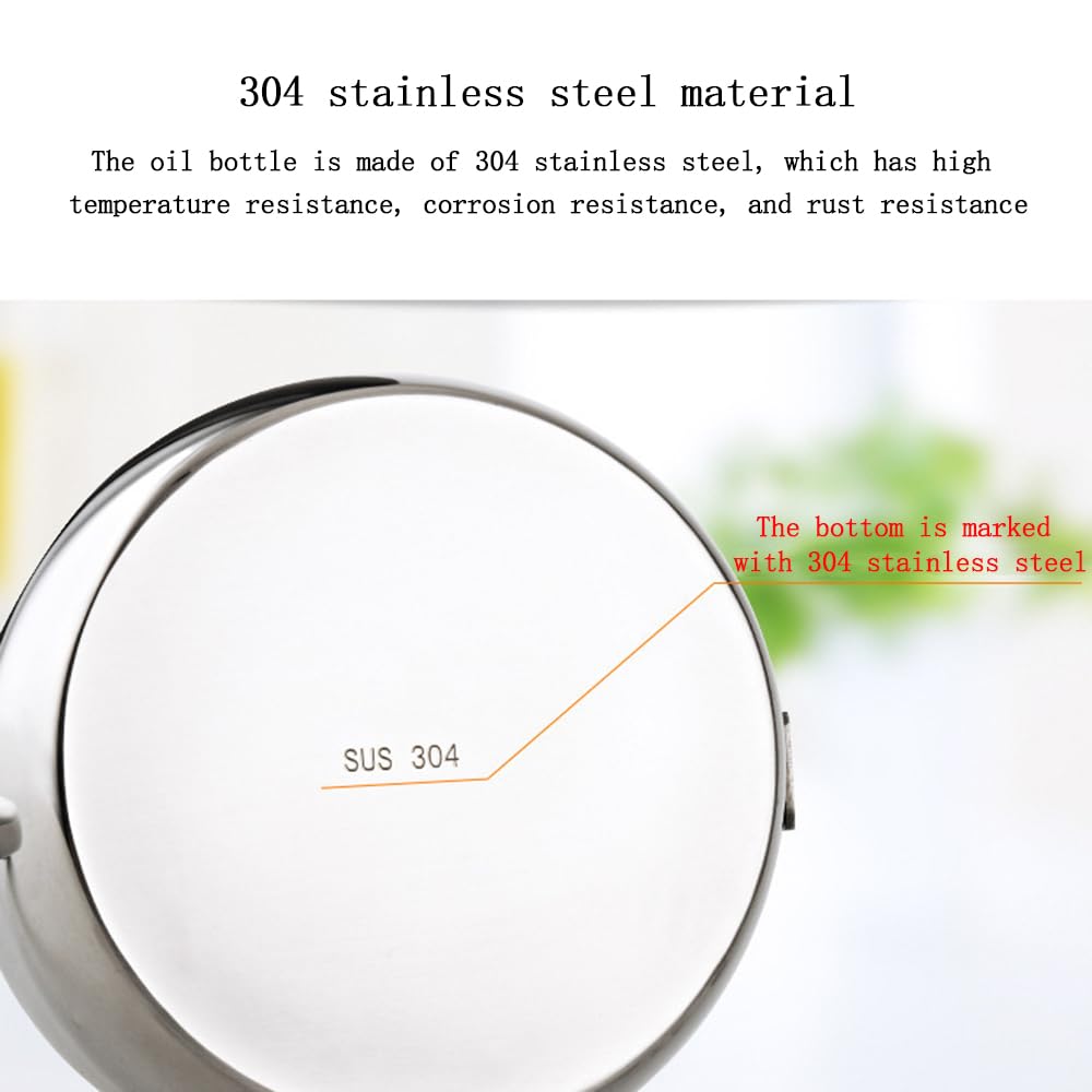 Dispenser per olio d'oliva, in acciaio inox, contenitore per grasso e aceto, grande contenitore per insalata e cucina (dimensioni: 1000 ml)