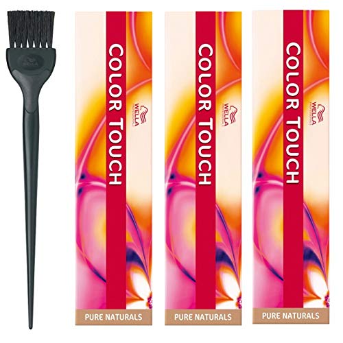 Wella Color Touch Pure Naturals 4/0 - Juego de 3 pinceles de 60 ml, color marrón medio