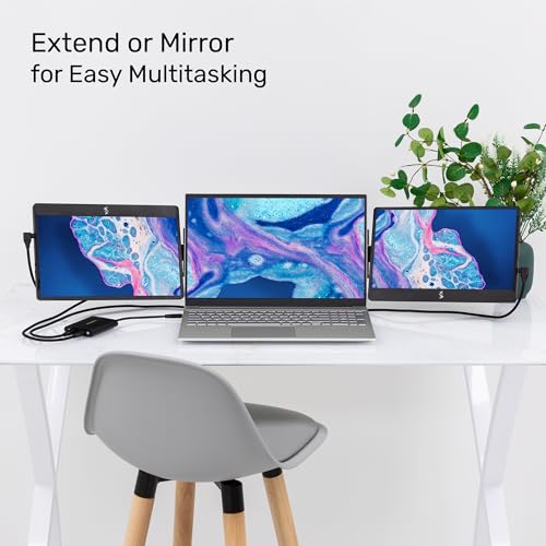 Image of SideTrak Swivel 12.5 inch Portable Monitor for Laptop & Hub, Patented Swivel Hinge, Laptop Screen Extender | FHD Dual Screen w /Kickstand, USB-C & HDMI, Mac, PC, Chrome Compatible (3 Monitor Bundle w /Hub)