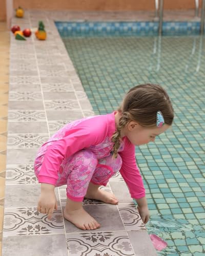 Image of weVSwe Baby Girl Toddler UPF 50+ Rash Guard Swimsuit Sun Protection Beachwear Zipper Bathing Suit 0-3 Years