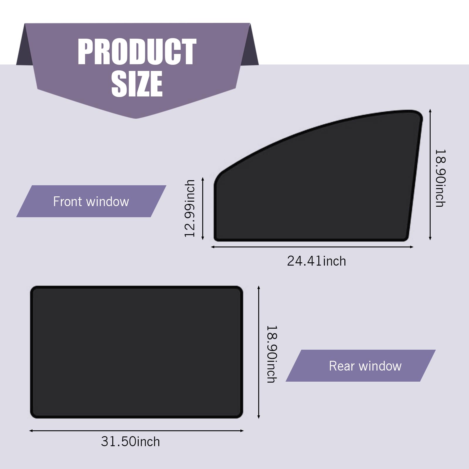 DYEKNEE 4 PCS Car Full Blackout Design Side Window Sun Visor, 24.41