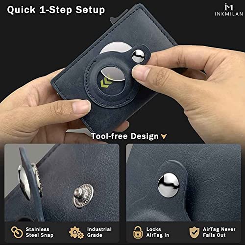 Image of INKMILAN Men's Slim Airtag Pop-Up Wallet Version 2 Credit Card Holder, RFID Blocking Anti-Loss Money Purse Ideal Gift for Men (No AirTag Included) (Blue)