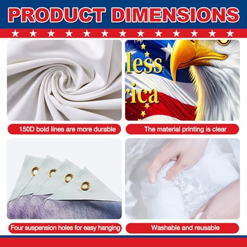 Image of BlissYard 4th of July Backdrop 8x6ft Independence Day Decorations Patriotic Eagle God Bless America Banner American Flag Fireworks Decorations for Memorial Day Independence Day Veterans Day Party Supplies