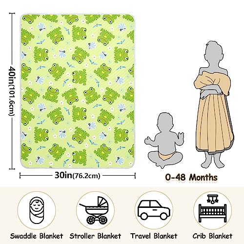 Image of Swaddle Blanket for Frogs and Dragonfly Baby Receiving Blanket Muslin Baby Swaddles Soft Cotton Breathable Nursery Blankets for Unisex Boys and Girls 30x40 Inch