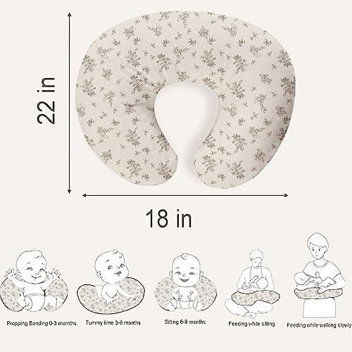 lethooly Nursing Pillow Cover,2-Pack Removable Cover for Breastfeeding Pillows,Ultra-Soft Baby Nursing Pillow, Fits Newborn Feeding Pillow 22.5in*18in Polyester(Rosebuds and Vines)…