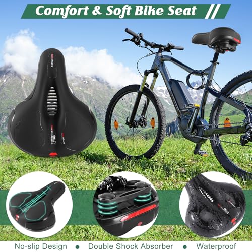 Comfortable Seat Cushion for Men Women with Dual Shock Absorbing Ball Memory Foam Waterproof Wide Bicycle Saddle Fit for Road Bikes