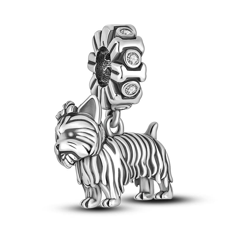 Abalorio de plata 925 de Yorkshire Terrier para pulsera tipo Pandora