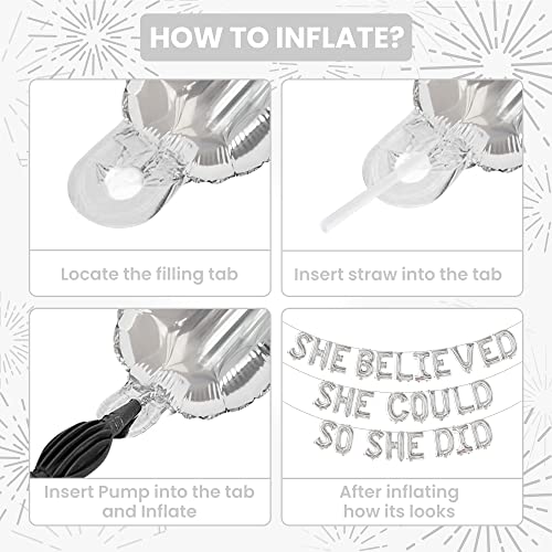 Image of Silver She Believed She Could So She Did Balloons - 16 Inch | Congrats Balloon for Congratulations Decorations | Graduation Balloon for Graduation Decorations 2026, Congrats Grad Decorations, KatchOn