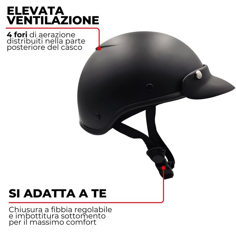 BHR Casco per Bici, Monopattino e Scooter Elettrici LIPARI - Casco a Scodella Vintage Omologato e Made in Italy - Casco per Bicicletta, MTB, BMX, Skateboard, Pattinaggio