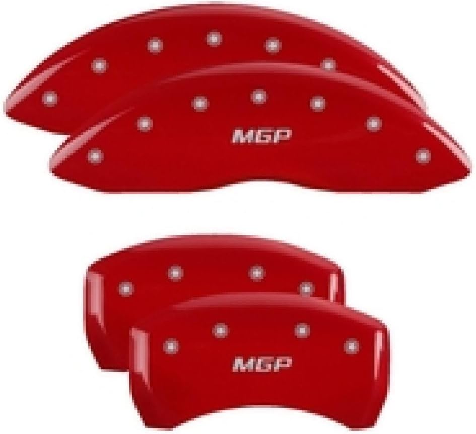 MGP Caliper Covers 10229SMGPRD 'MGP' Engraved Caliper Cover with Red Powder Coat Finish and Silver Characters, (Set of 4)