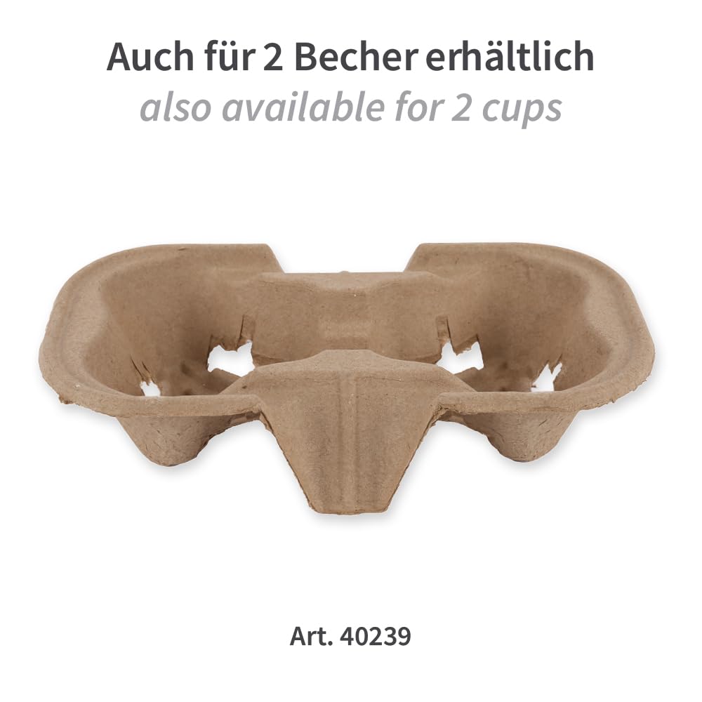 FRANZ MENSCH 300 Stück NATUREStar Becherhalter Quattro | Recyclingpapier, natur, L: 22,5cm, B: 22,5cm, H: 4,5cm, Karton, Becherhalter, Kaffebecherhalte, Getränkehalter