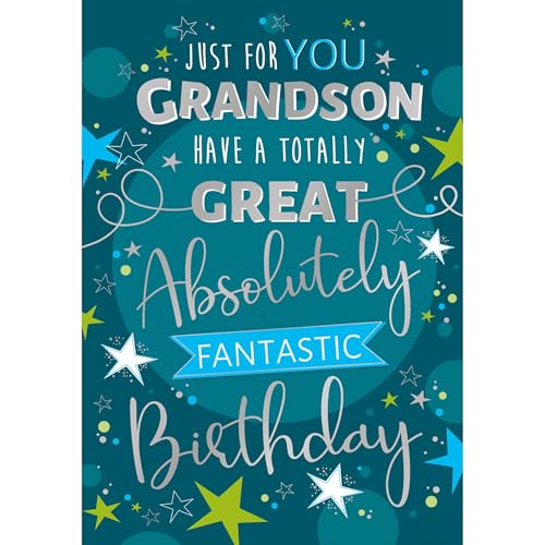 Noel Tatt Birthday Card for Grandson - Stylish & Modern Design - Birthday Greeting Card for Him - Have a Totally Great Absolutely Fantastic Birthday