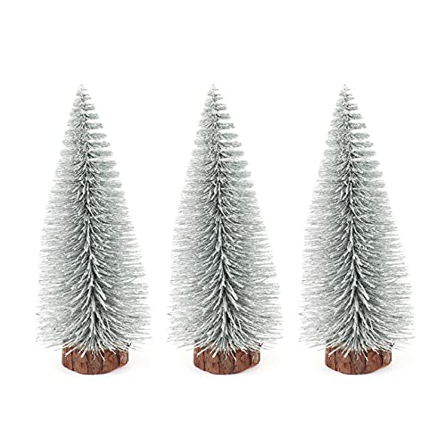 Sucpur Mini árvore de Natal artificial de mesa, 3 peças de enfeites artificiais de seda de sisal, mi