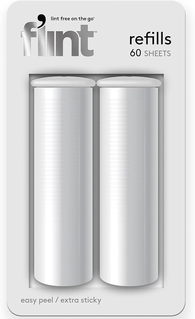 Flint Original Lint Roller Refill, Extra Sticky, Compatible with Flint Retractable Lint Roller, Lint Rollers for Pet Hair Extra Sticky Refill - Pack of 2