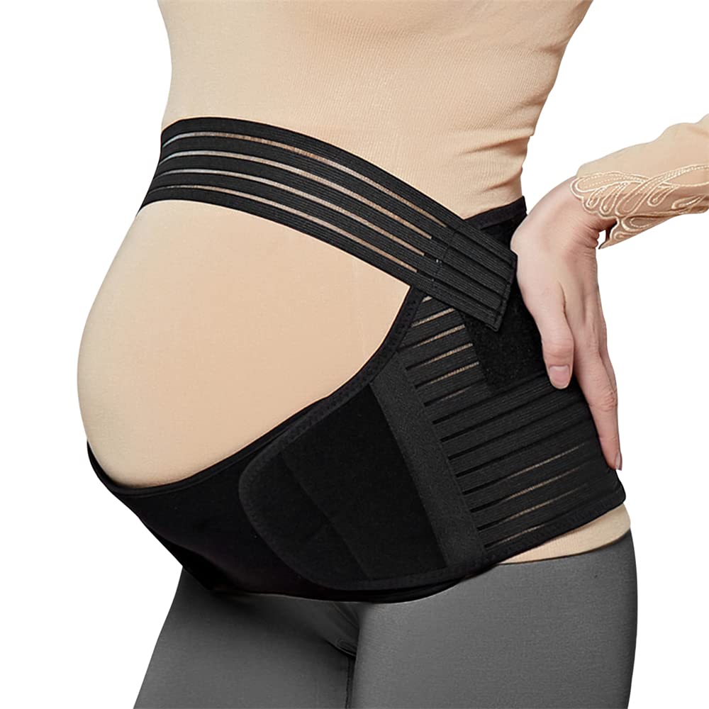 Maternity Belt, Pregnancy 3 in 1 Support Belt for Back/Pelvic/Hip Pain, Maternity Band Belly Support for Pregnancy Belly Support Band, Pregnancy Back Support (XL: Fit Ab 36-47.2Inch, Black), Women