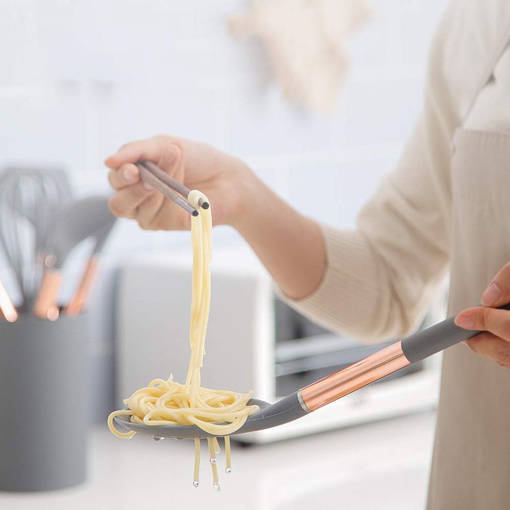 Kitchen Utensils Set， 7 in 1 Silikon Griff Kochgeschirr Silica Gel Utensilien Antihaft-Pfanne Schaufel Löffel Spatel