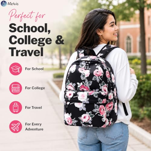Image of MELVIS 20L Water Resistant Backpack with Bottle Compartment | Lightweight Travel & School Bag for Men, Women & College Students | Trendy Laptop Backpack for Daily Use