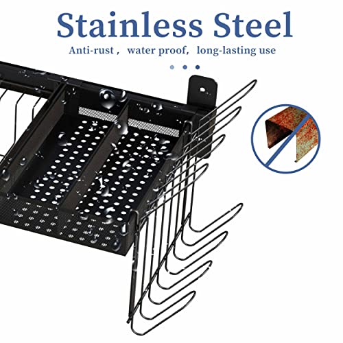 Couguarack Wall Mounted Over Sink Dish Drying Rack, Stainless Steel Pot Rack, Dish Rack For Kitchen With Utensil Organizer (Black) #TOP4