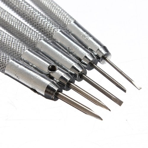 Foxnovo 5pcs Different Sizes Precision Flat Blade Slotted Screw Driver Screwdrivers Watchmaker Repair Tools 0.8-1.6mm