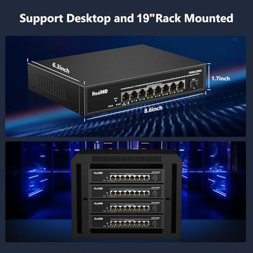 Image of 9 Port 2.5G Gigabit PoE Web Managed Switch, 8 Port POE + 1* 10G SFP, IEEE 802.3af /at PoE 135W, Support WiFi6 AP, NAS, PoE Camera NVR