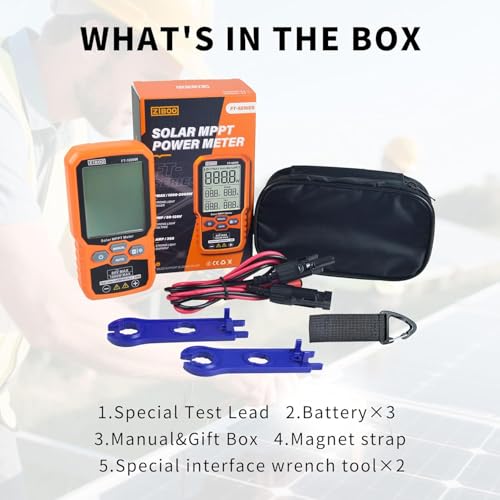 Image of ZIBOO FT-1000W Solar Panel Tester MPPT Meter - 1000W Max Power, 80V /35A PV Module Tester for Voc /Isc, Open Circuit Voltage & Short Circuit Current, with Backlight & Data Hold