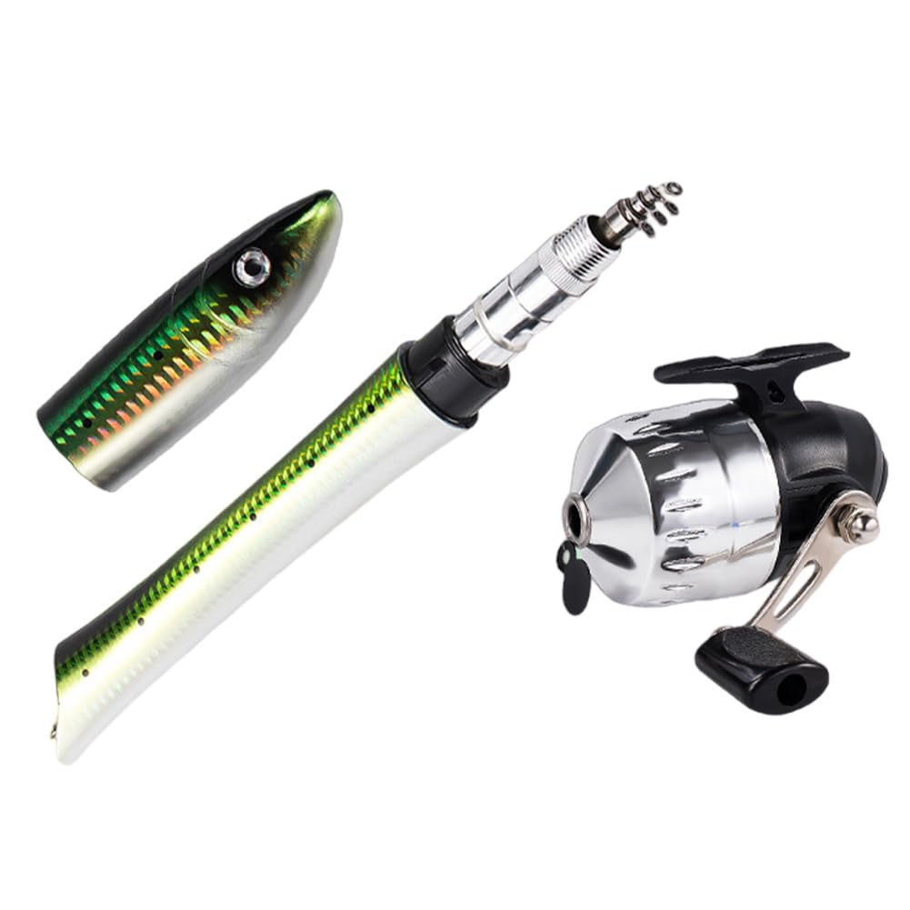 Canna da spinning telescopica a forma di pesce HTU con mulinello da pesca alla carpa, canna da pesca nel ghiaccio marino, accessori per la pesca