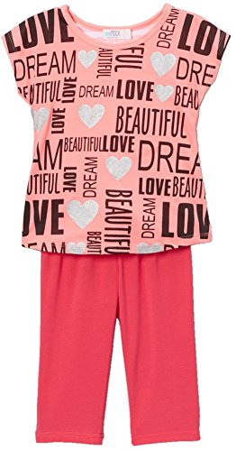 Image of ToBeInStyle Girl's 2 Piece Outfit Top & Leggings Set Casual Graphic Shirt Capri Pants