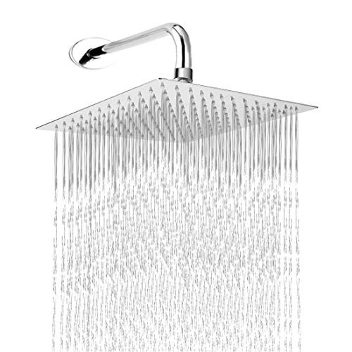 HarJue 12 Inch Rain Shower Head With 15 Inch Extension Arm, Stainless Steel