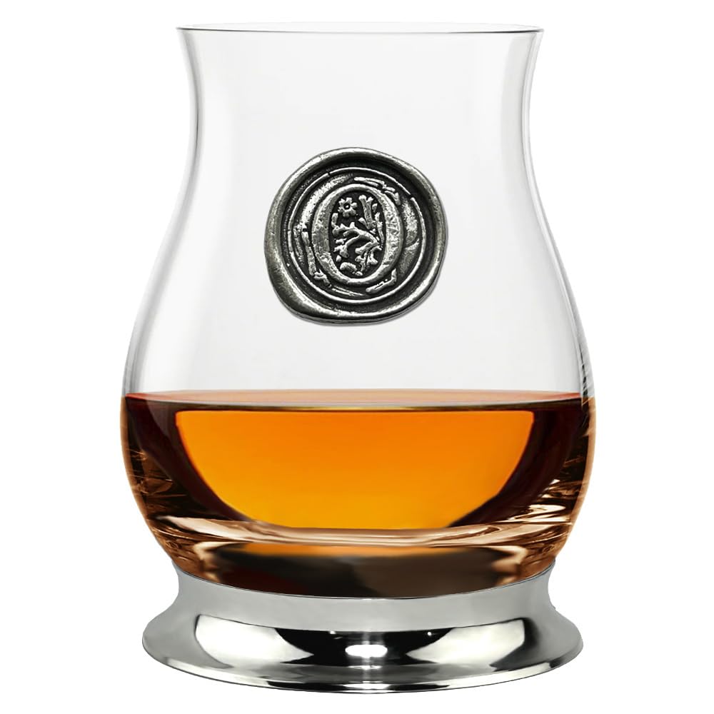 English Pewter Company Glencairn Personalised Whisky Mixer Glass with Monogram Initial, Unique Gifts for Men