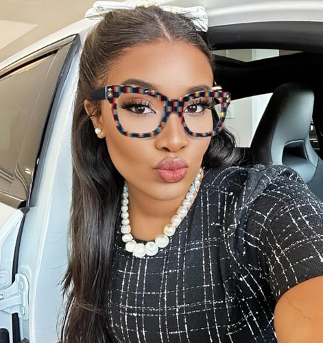 Image of VOOGLAM Square Blue Light Glasses for Women Anti Eyestrain Dry Eyes Computer Phone TV Eyewear Faustyna