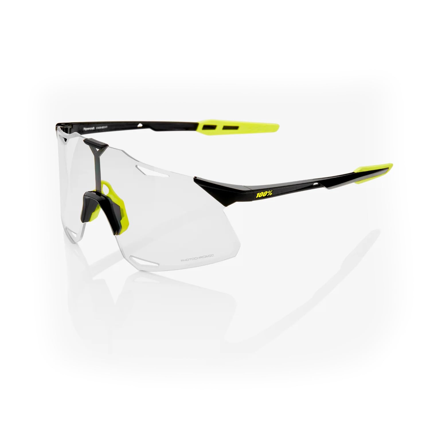 Gafas de Ciclismo 100% Hypercraft Gloss Black, Negro/Verde, Lente Transparente