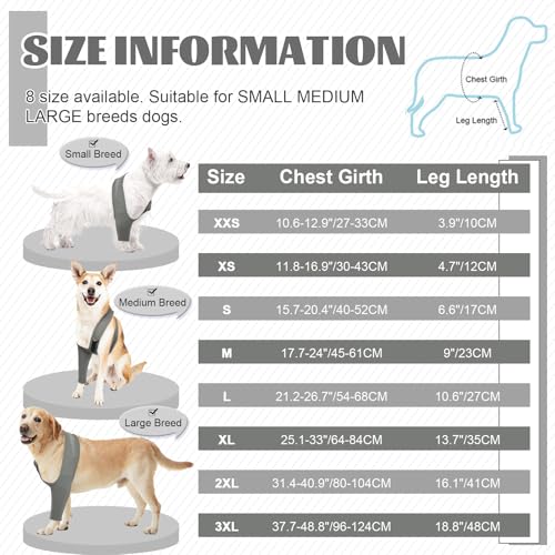 Image of ROZKITCH Dog Elbow Protector for Front Right Left Leg, Pet Prevent Licking Wound Elbow Knee Protector, Dog Recovery Suit Cone Collar Alternative for Sprain ACL CCL Arthritis Joint Care Grey XXS