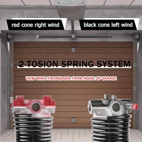 Image of Pair of 2 inch Garage Door Spring (0.234X2 inchX31 inch) with Winding Bars, L&R | For Standard Residential Garage Doors, Black-Coated, Oil-free & Easy DIY, Includes User Manual & Gloves, Min 16,000 Cycles