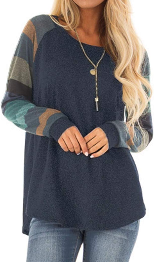 Halife Women's Lightweight Color Block Long Sleeve Pullover - Loose Fit Tunic Top/Sweatshirt - View #10