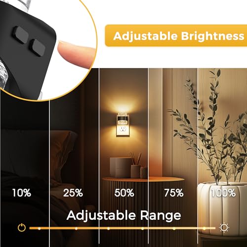 Image of L LOHAS LED Night Light, 4 Pack 3000K Bubble Night Lights Plug into Wall, Acrylic Night Lights with Light Sensor, Adjustable Brightness,Soft White Plug in Nightlights for Rooms Bathroom Hallway