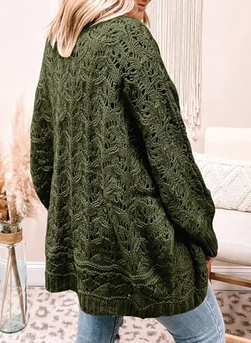 Image of Eytino Womens Plus Size Crochet Cardigan Sweater Long Sleeve Hollow Out Open Front Cardigans Outwear(1X-5X)
