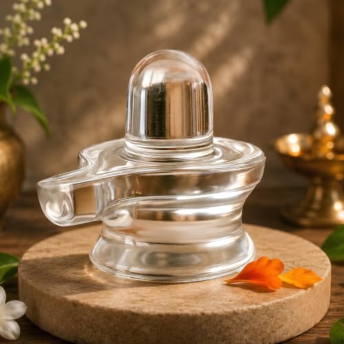 Image of Certified Original Sphatik Shivling for Puja & Meditation (90-100g) | AAA Grade Clear Quartz Crystal Lingam Idol with Ganga Jal & Chandan | Sawan Shravan Jalabhishek Puja | Maha Shivratri Gift