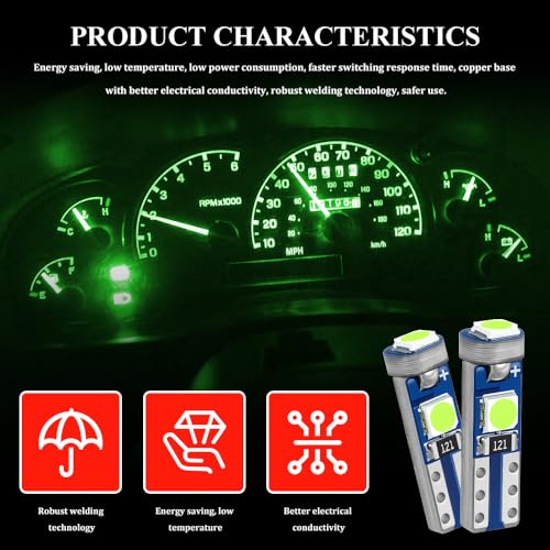 12 LED T5 Verde para Tablero de Auto, Pack 12 miniatura 3
