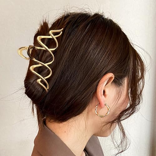 Pinza de Metal Ondulada para Cabello Color Dorado miniatura 3