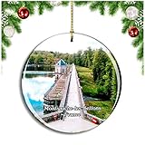  Weekino Montsauche-Les-Settons France Lac des Settons Décoration de noël Arbre de Noël Ornement Suspendu Pendentif Ville Voyage Collection Souvenirs Porcelaine 2.85 Pouce