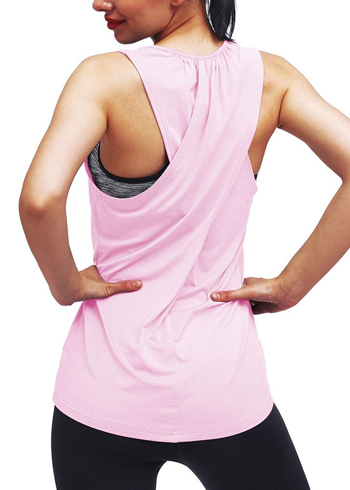 Mippo Topy treningowe dla kobiet joga sportowe koszulki tank topy siłownia letnie ubrania treningowe, różowy, M