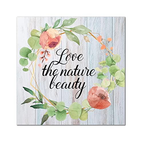 Plaque en bois Love The Nature Beauty pour habiller un mur vide sans travaux