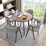 CHAISES DE SALLE À MANGER ERGONOMIQUES: table et chaise. Les quatre chaises sont ergonomiques. Les assises sont garnies de mousse haute densité for une excellente résilience et revêtues de coton-lin doux au toucher ou de similicuir. Elles épousent les courbes du corps et répartissent la pression lors d'une position assise prolongée. Profitez d'un confort optimal en famille.
