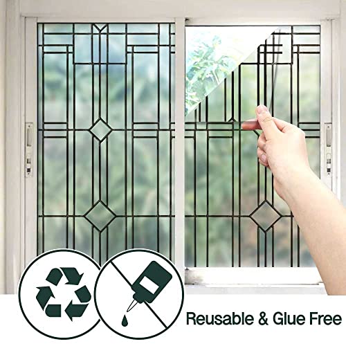 Uni Window Film Static Clings Non Adhesive 3D Stained Glass Window Decals Uv Protection (Antique, 37.4 X 24.4 Inch) #TOP3