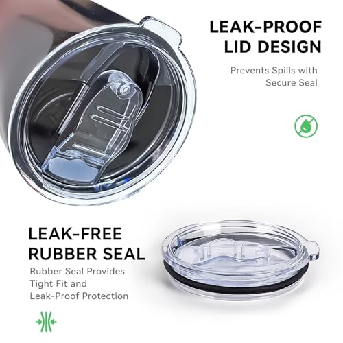  20 oz Cup Tumbler Lid Replacement - Spill-Proof Clear Lids with Sliding Closure, 2 Pack, BPA-Free & Dishwasher Safe
| 2