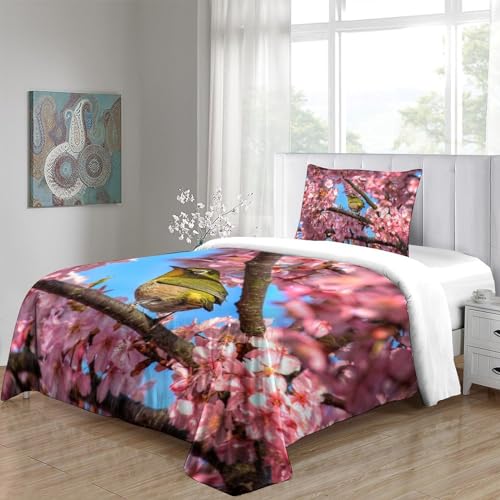 Housses de couettes 3D microfibre parure lit oiseau avec zip durable